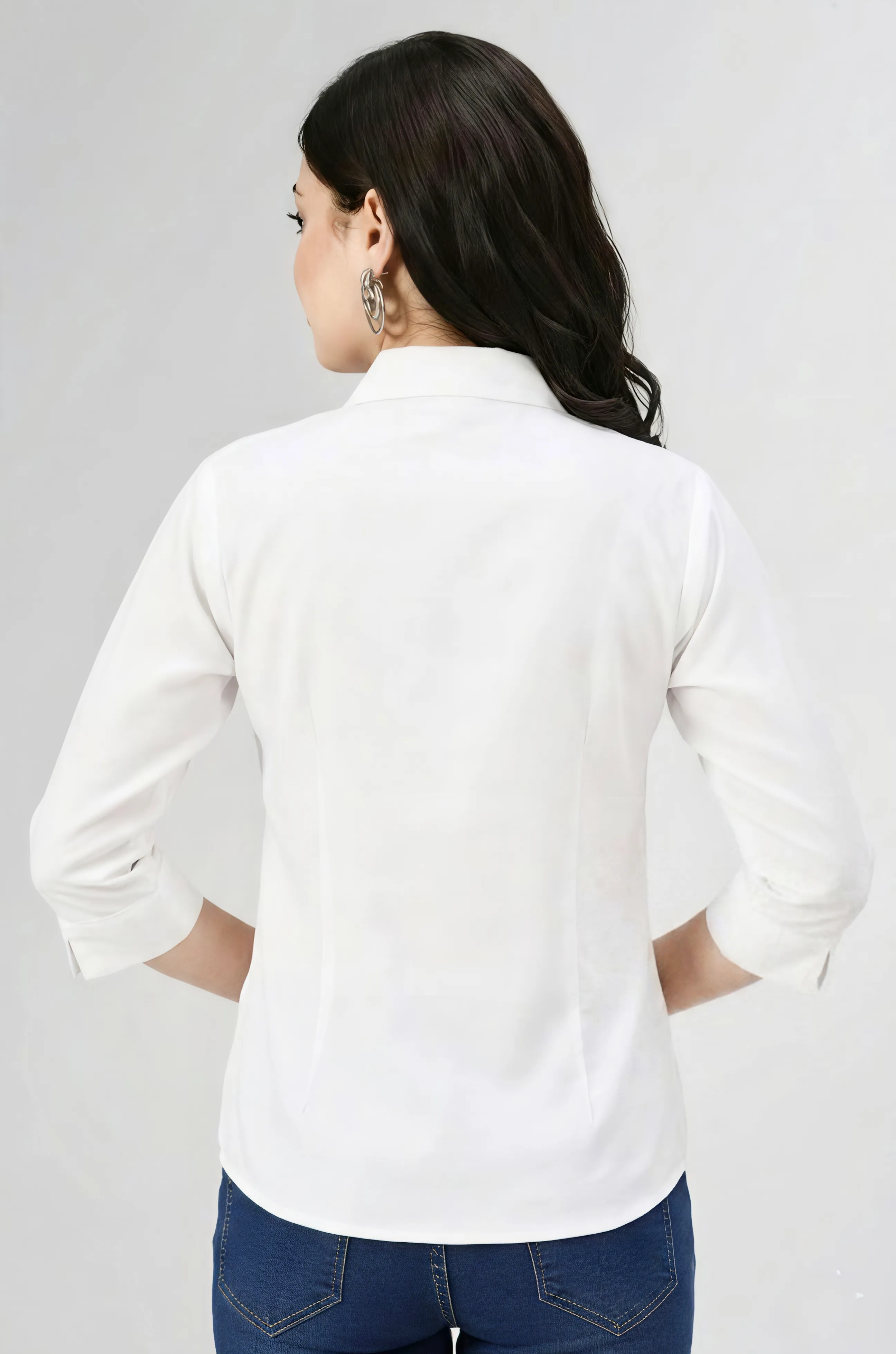 Premium Lavender Crepe Casual Shirt for Women - Chic Back-Detailing & Regular Fit