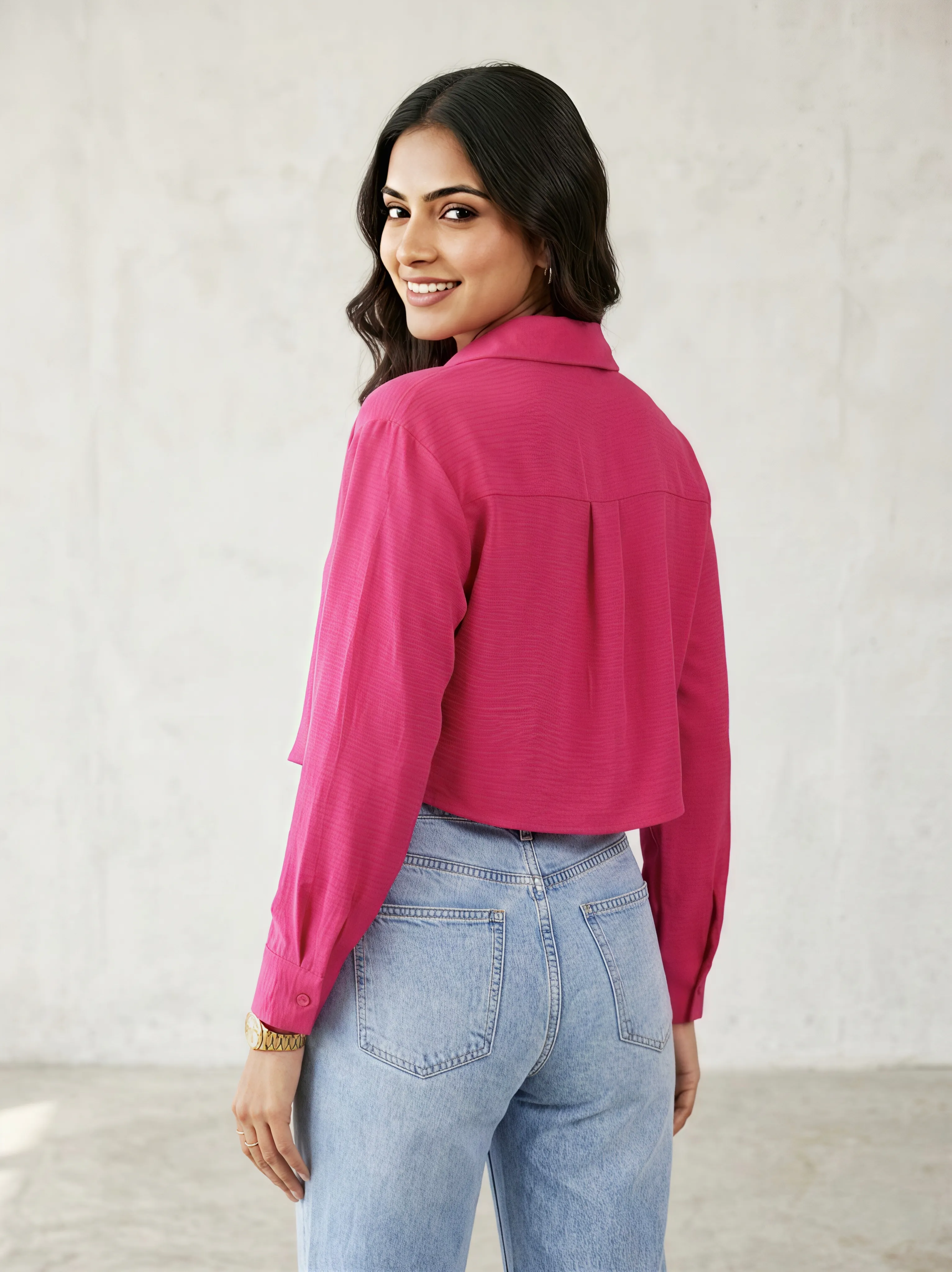 Premium Lavender Crepe Casual Shirt for Women - Chic Back-Detailing & Regular Fit